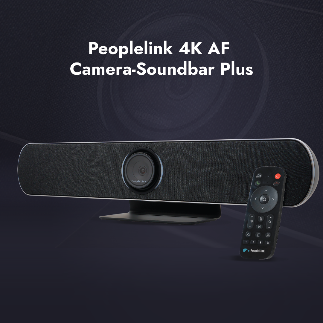 4K All in One Video Sound Bar with wide angle 121° FoV- Peoplelink 4K AF Camera-Soundbar Plus | Plug & Play, Works with Zoom,MS Teams,Google & More.