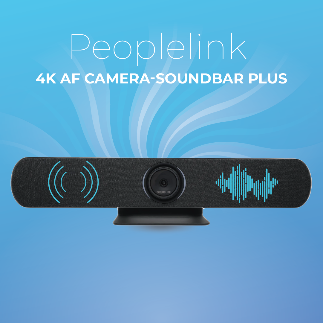 4K All in One Video Sound Bar with wide angle 121° FoV- Peoplelink 4K AF Camera-Soundbar Plus | Plug & Play, Works with Zoom,MS Teams,Google & More.